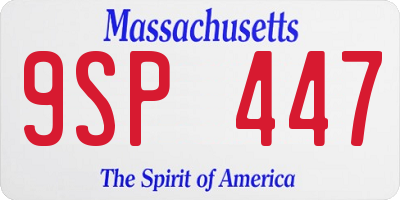 MA license plate 9SP447