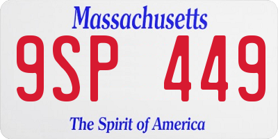 MA license plate 9SP449