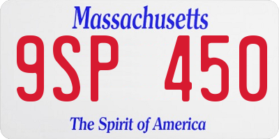 MA license plate 9SP450