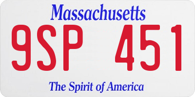 MA license plate 9SP451