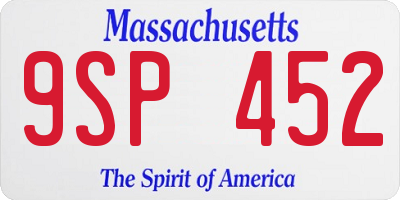 MA license plate 9SP452