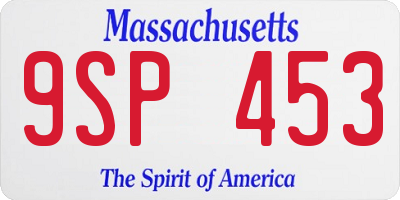 MA license plate 9SP453