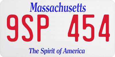 MA license plate 9SP454