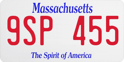 MA license plate 9SP455