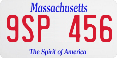 MA license plate 9SP456