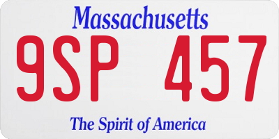 MA license plate 9SP457