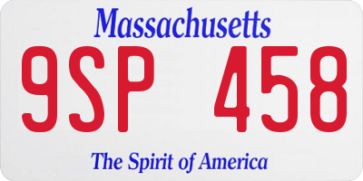 MA license plate 9SP458