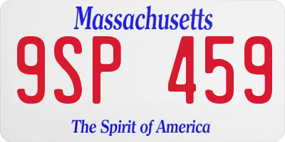 MA license plate 9SP459