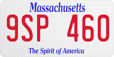 MA license plate 9SP460