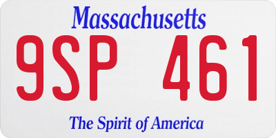 MA license plate 9SP461