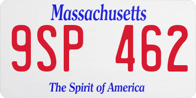 MA license plate 9SP462