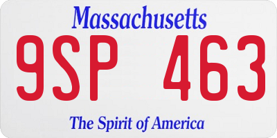 MA license plate 9SP463