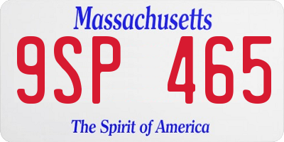 MA license plate 9SP465