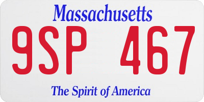 MA license plate 9SP467