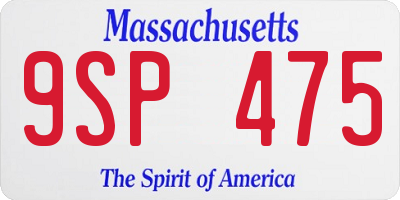 MA license plate 9SP475
