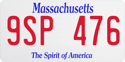 MA license plate 9SP476