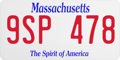 MA license plate 9SP478