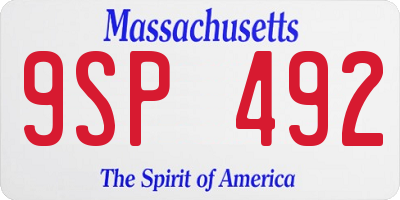 MA license plate 9SP492