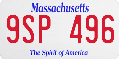MA license plate 9SP496