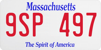 MA license plate 9SP497