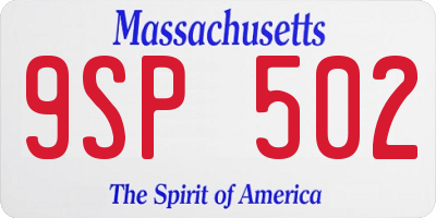 MA license plate 9SP502