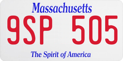 MA license plate 9SP505