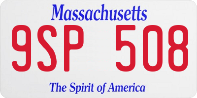 MA license plate 9SP508