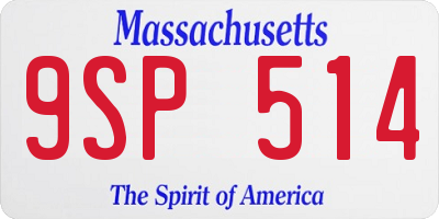 MA license plate 9SP514