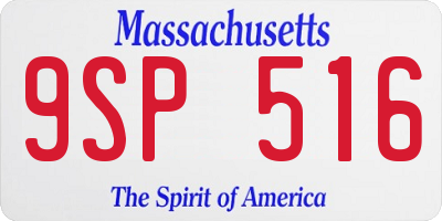 MA license plate 9SP516