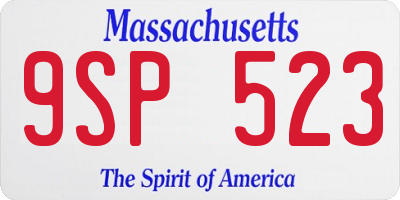 MA license plate 9SP523