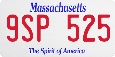 MA license plate 9SP525