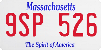 MA license plate 9SP526