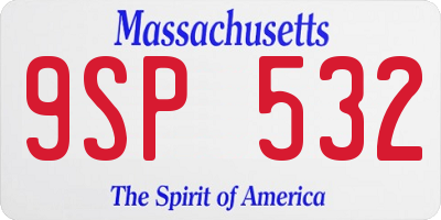 MA license plate 9SP532