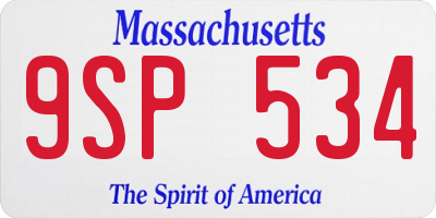 MA license plate 9SP534