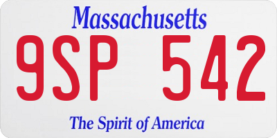 MA license plate 9SP542