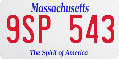 MA license plate 9SP543