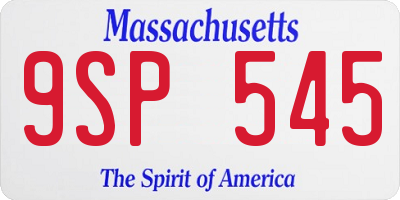 MA license plate 9SP545