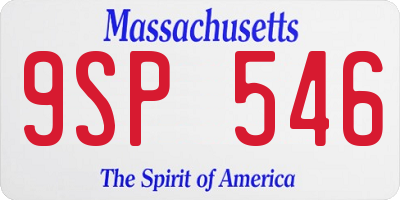 MA license plate 9SP546