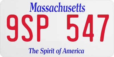MA license plate 9SP547