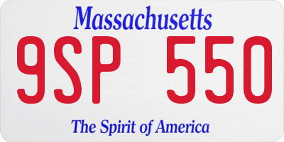 MA license plate 9SP550