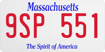 MA license plate 9SP551