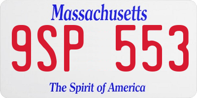 MA license plate 9SP553