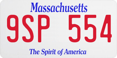 MA license plate 9SP554