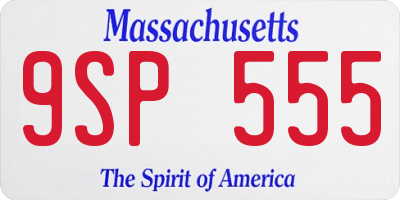 MA license plate 9SP555