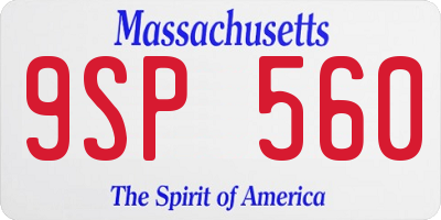 MA license plate 9SP560