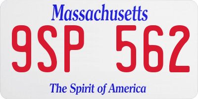 MA license plate 9SP562