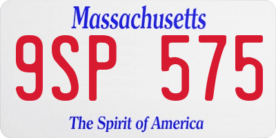 MA license plate 9SP575