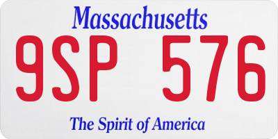 MA license plate 9SP576