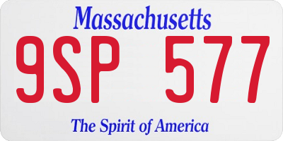 MA license plate 9SP577
