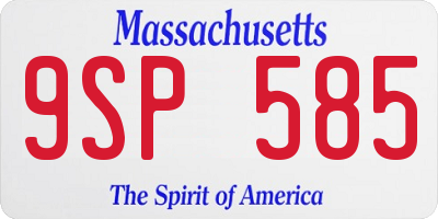 MA license plate 9SP585